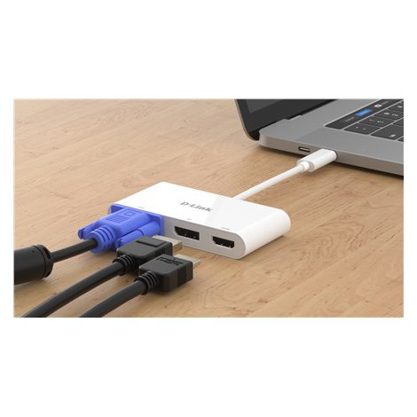 D-Link | 3-in-1 USB-C to HDMI/VGA/DisplayPort Adapter | DUB-V310 | USB hub | Warranty month(s) | USB Type-C - 3